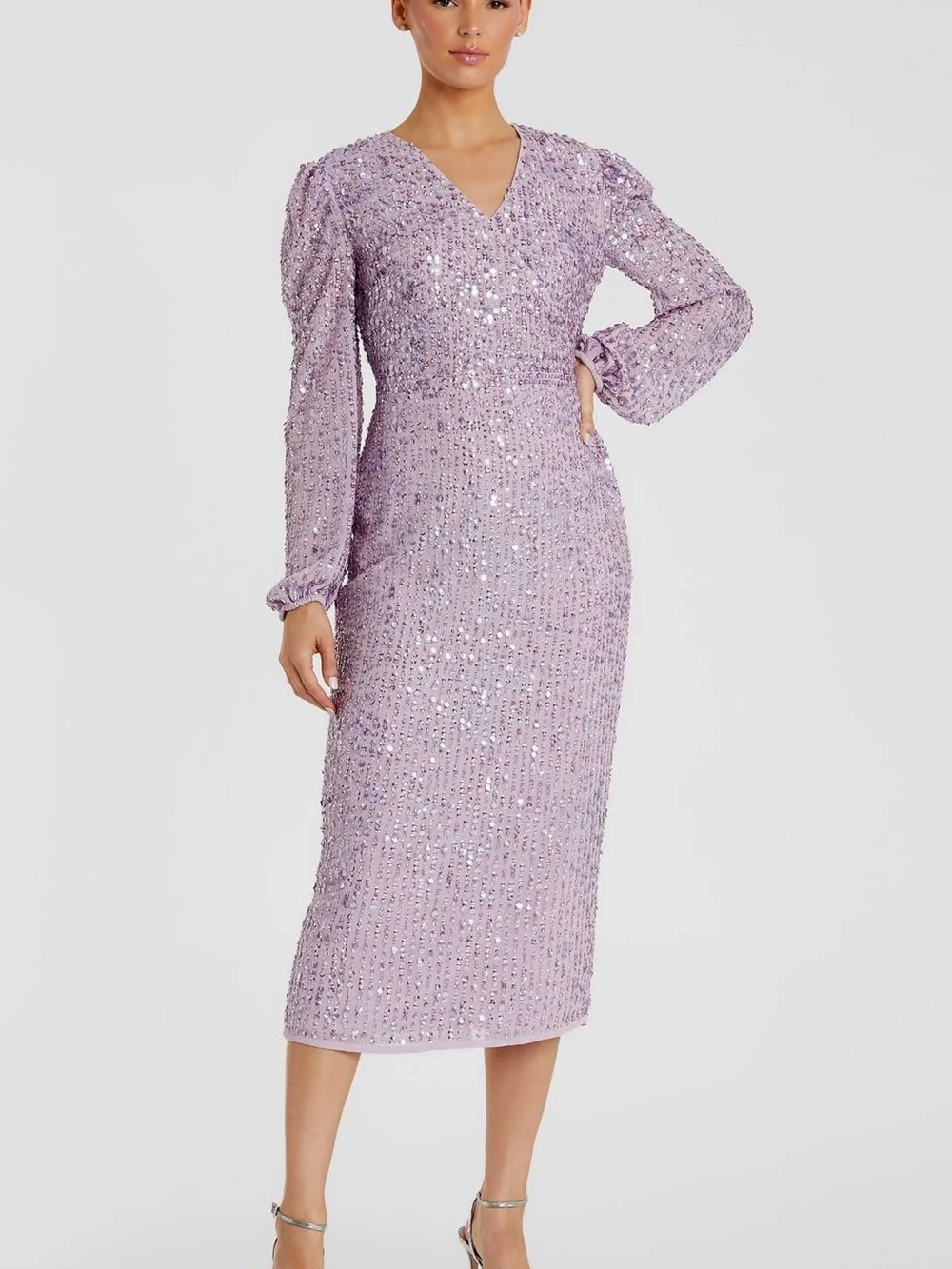 Mac Duggal Style 107641 Sequin Midi Cocktail Dress – Size 2